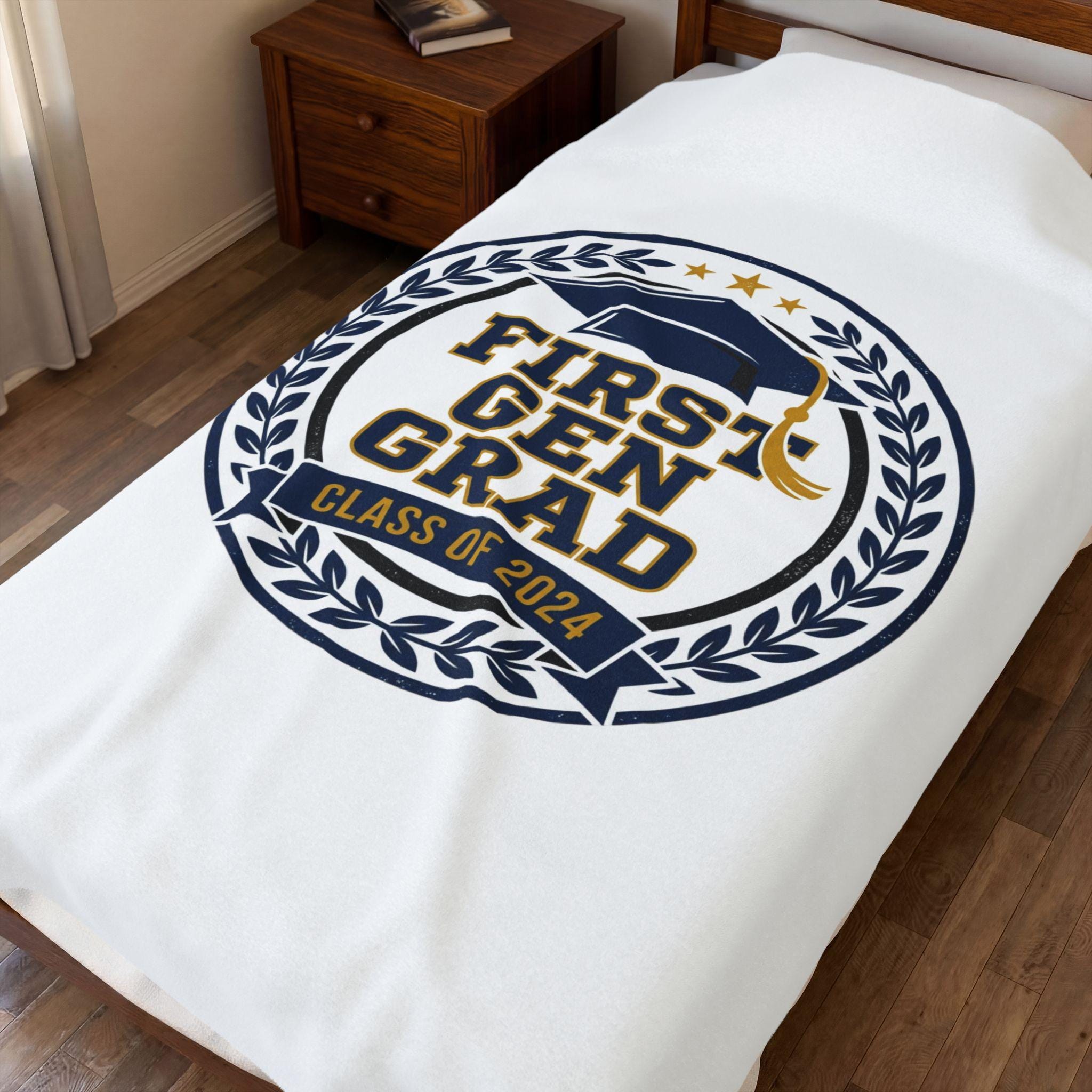 First Gen Grad Velveteen Blanket | Class of 2026 graduation keepsake