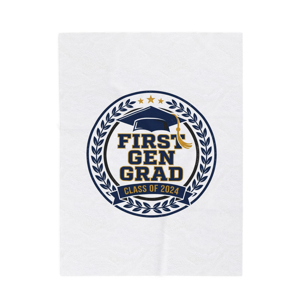 First Gen Grad Velveteen Blanket | Class of 2026 graduation keepsake