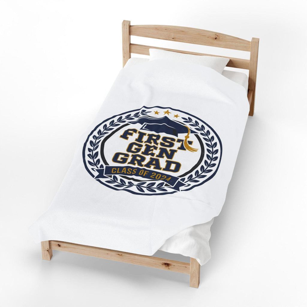 First Gen Grad Velveteen Blanket | Class of 2026 graduation keepsake