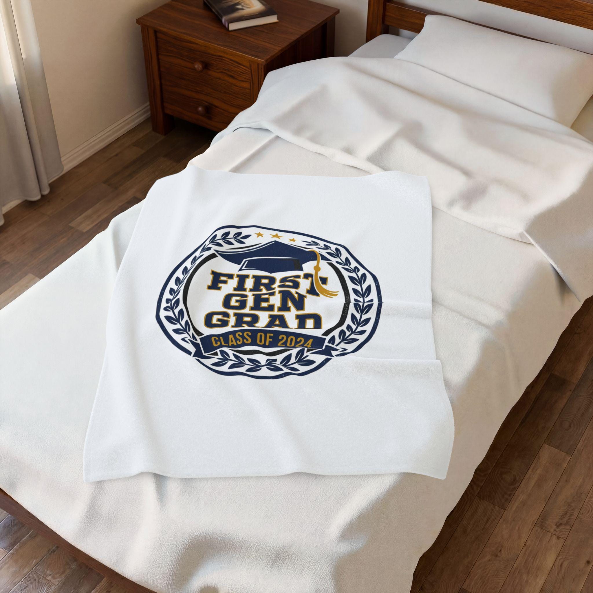 First Gen Grad Velveteen Blanket | Class of 2026 graduation keepsake