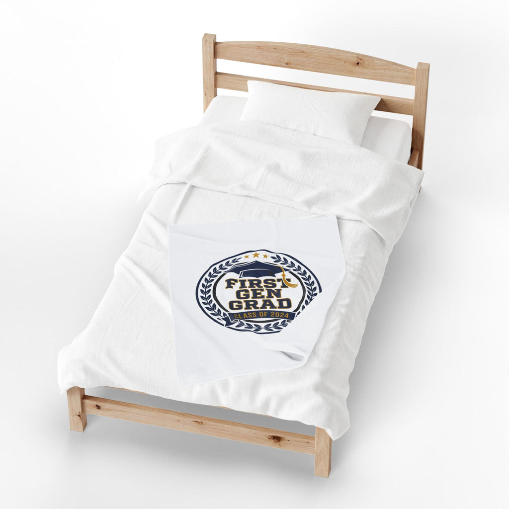 First Gen Grad Velveteen Blanket | Class of 2026 graduation keepsake